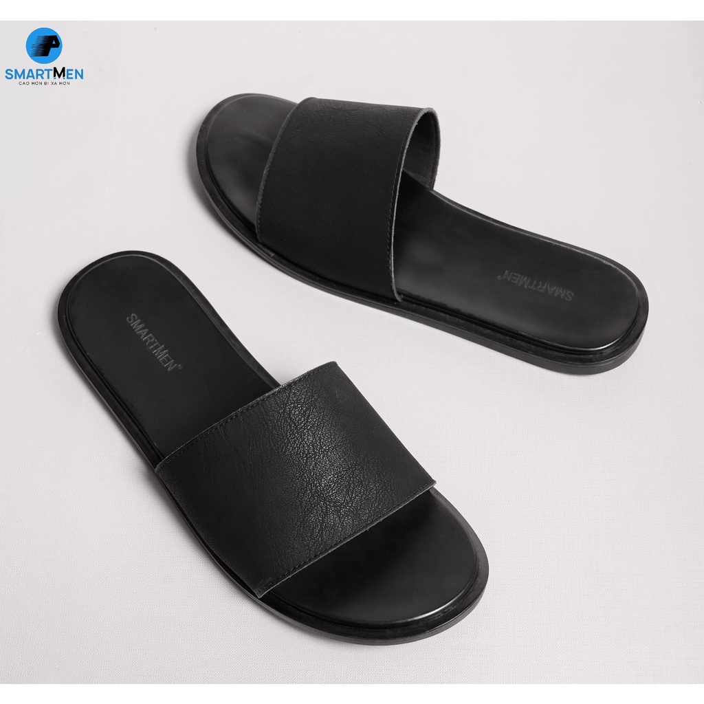 Dép da nam quai ngang Smart Men HCM DE-02 Đen