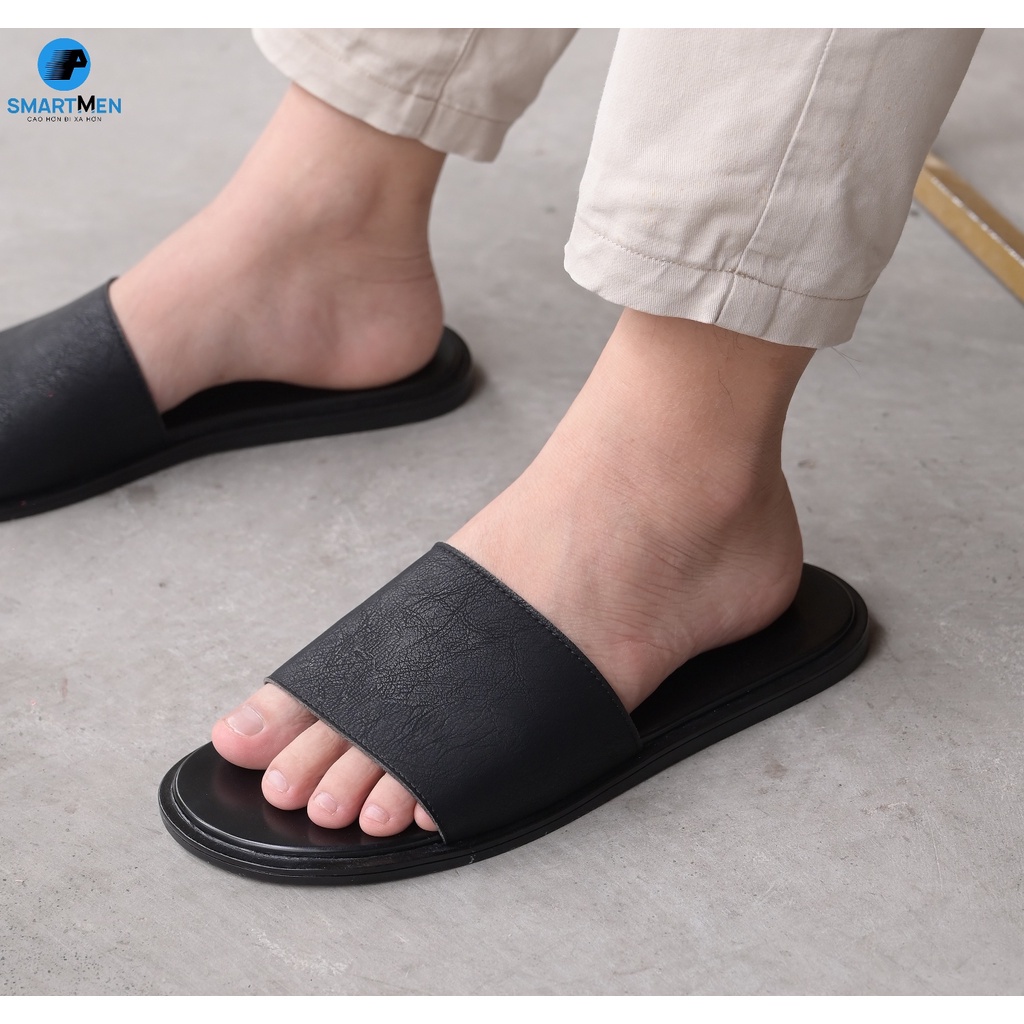 Dép da nam quai ngang Smart Men HCM DE-02 Đen