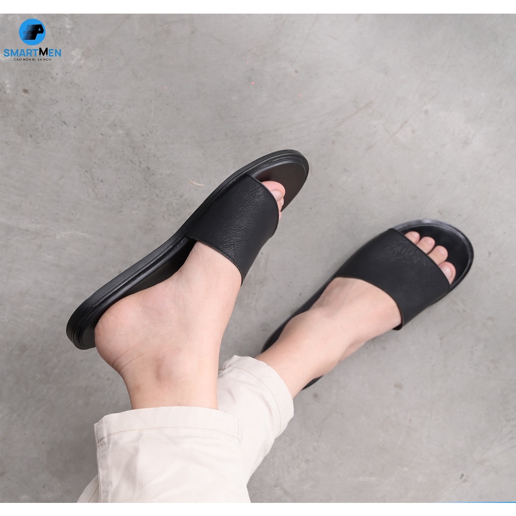 Dép da nam quai ngang Smart Men HCM DE-02 Đen