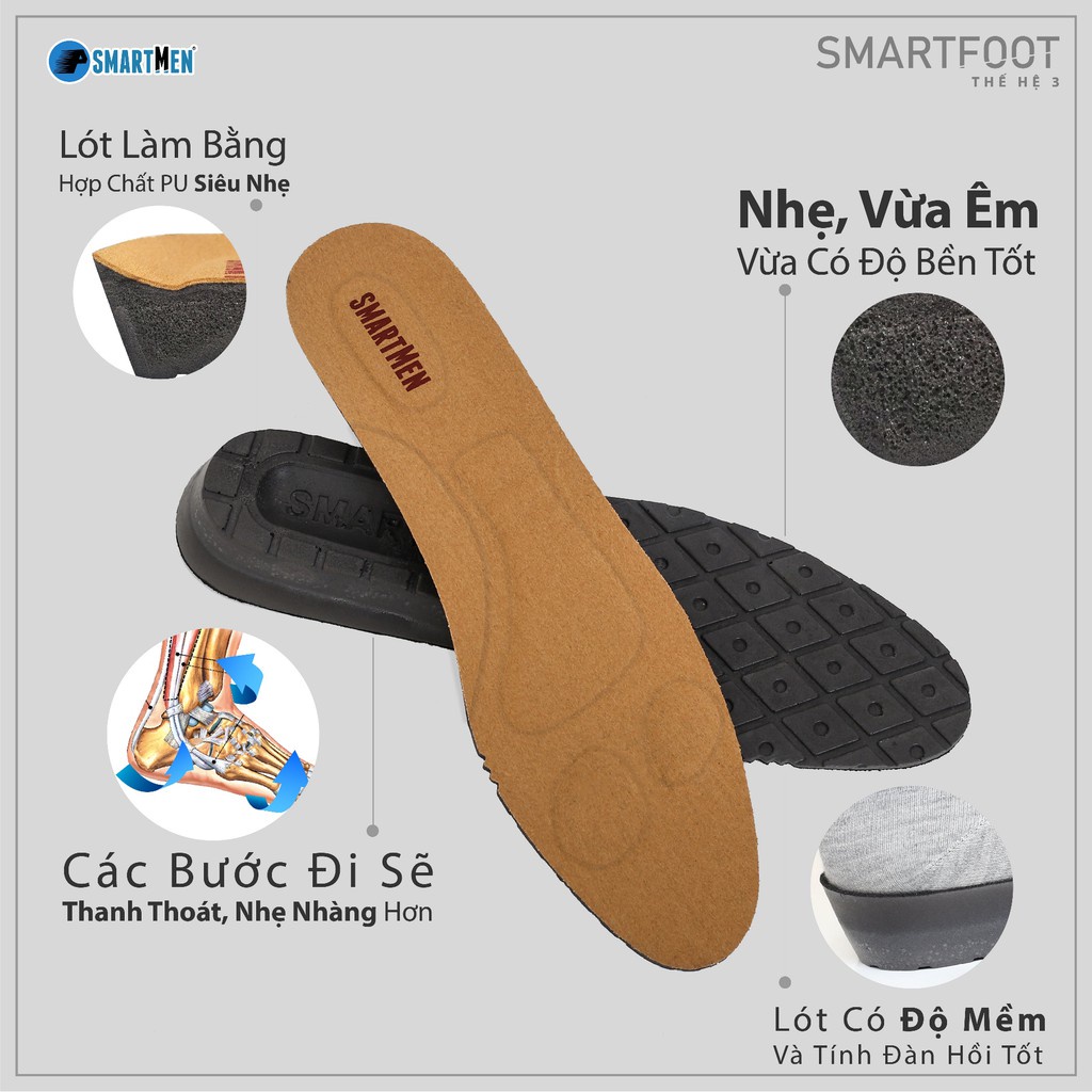 Lót giày SMARTFOOT Smart Men HCM thế hệ 3 Mới