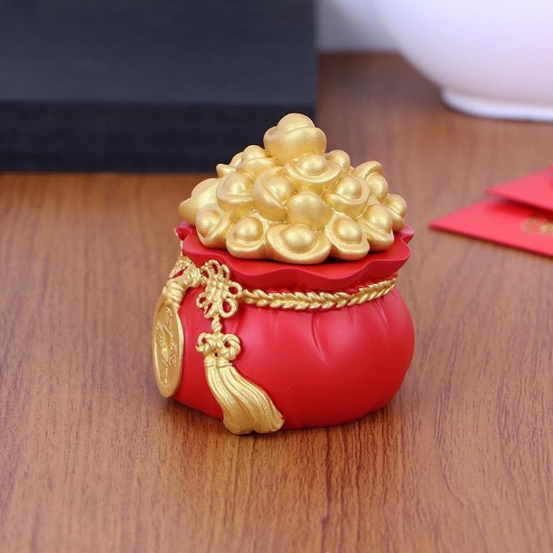 Hũ Đựng Muối Gạo Tài Lộc Đầu Năm Mới, Túi Thần Tài May Mắn Trang Trí Ban Thờ, Bàn Làm Việc Kích thước: 5.5x6x5.5cm