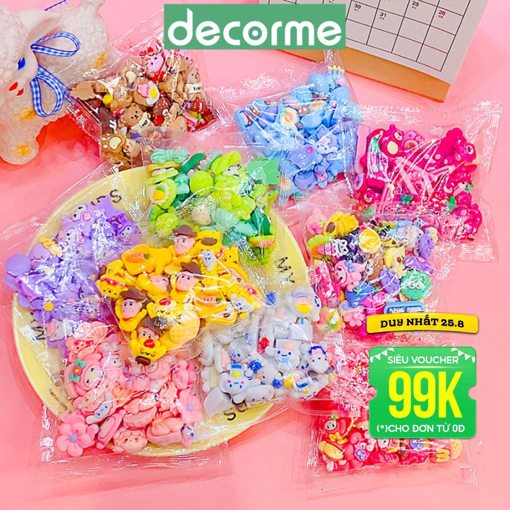 Combo Charm slime Decorme Nhiều Hình Xinh Xắn Dễ Thương Charm Trang Trí toploader, Ốp Điện Thoại, Kẹp Tóc (18-20 cái)