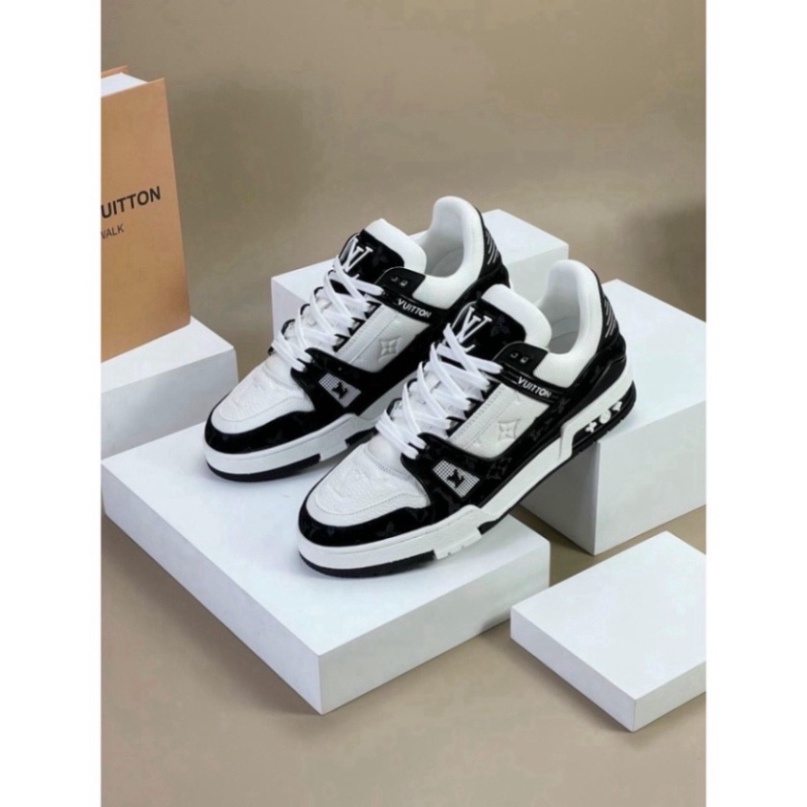 Giày LV Trainer, Louis Vuitton Trainer Black White, Giày LV Louis Vuitton HÀNG CAO CẤP