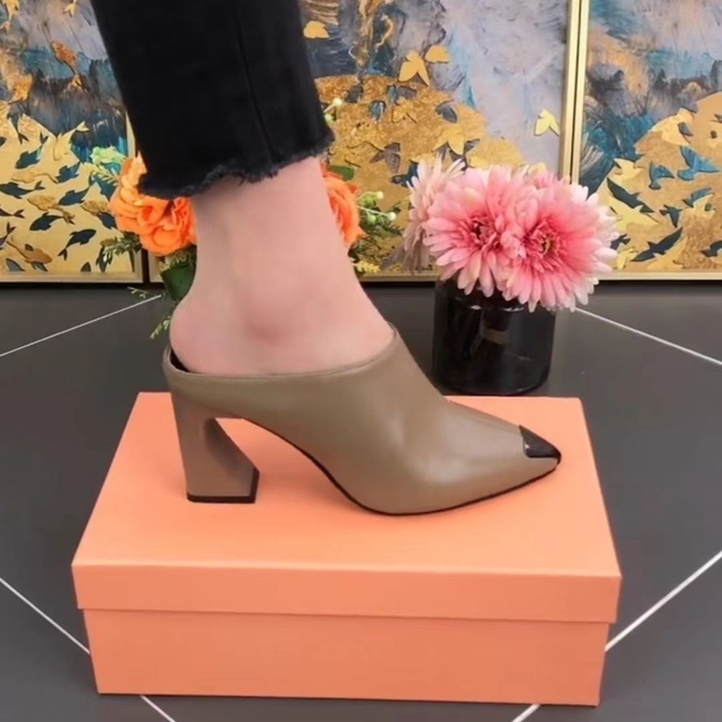 Dép Sục Da Thật Mũi Nhọn Đế Dày Thời Trang Mùa Hè 2023