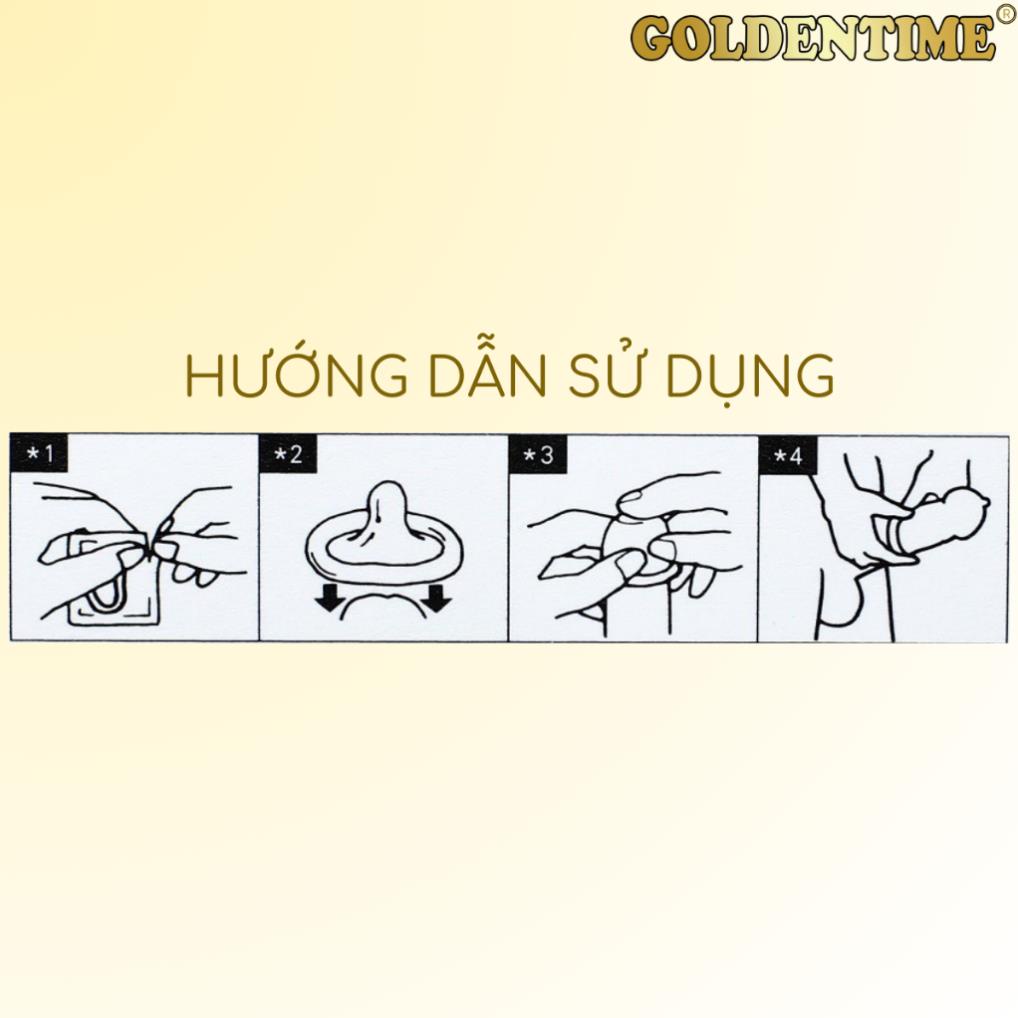 Bao cao su Siêu mỏng GOLDENTIME Spearmint Cổ thắt Nhiều gel Kéo dài thời gian Hương bạc hà Size 52mm