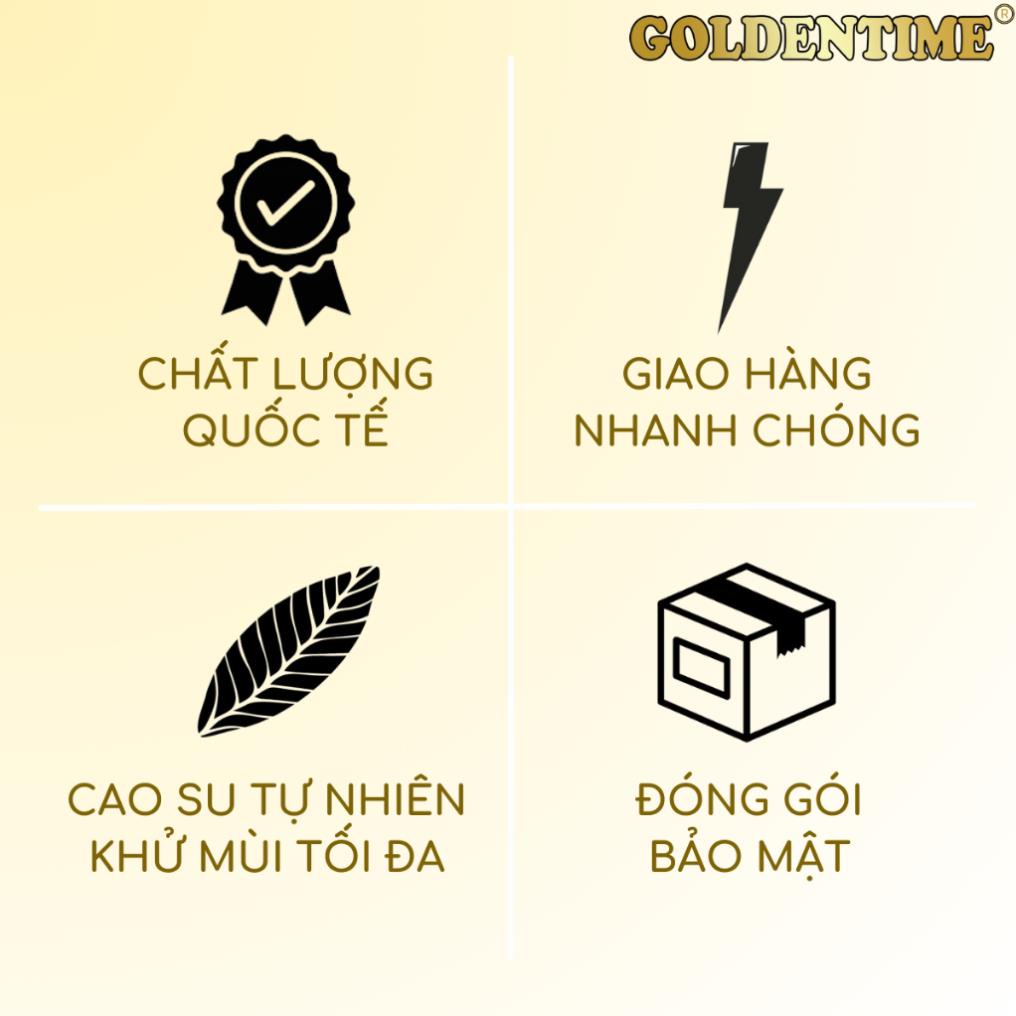Bao cao su Siêu mỏng GOLDENTIME Spearmint Cổ thắt Nhiều gel Kéo dài thời gian Hương bạc hà Size 52mm