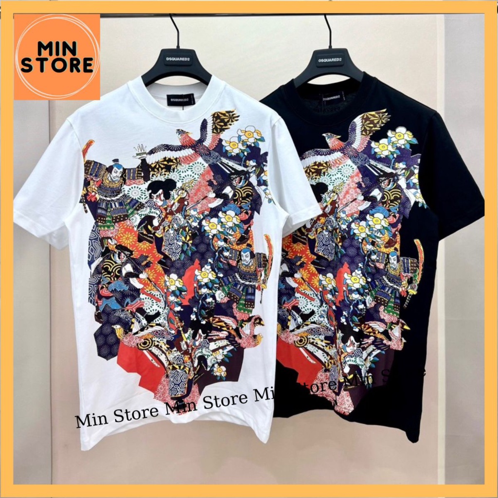 Áo Phông Nam Nữ In Hình Bức Hoạ Samurai Nhật Bản Dsq2 Cổ Bo . Áo Thun Cộc Tay Siêu Cấp Cho Các Boy Phố Đi Chơi Du Lịch