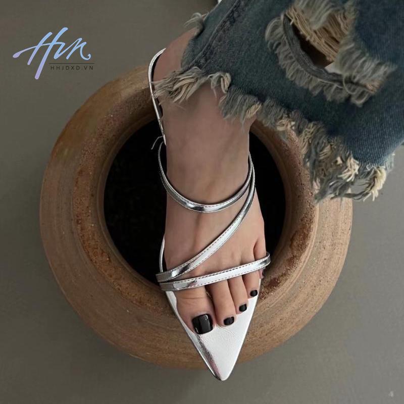 Dép Mũi Nhọn Đế Thấp Quai Mảnh Thời Trang Mùa Hè Đơn Giản