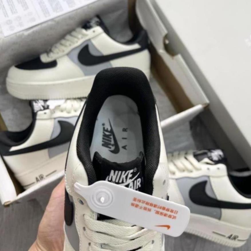 Giày_Nike Air Force 1 Cream And Black, Giày AF1 Mũi Đen Đế Air Bản Chuẩn T.rung, Đủ Size Nam Nữ Full Box + Bill