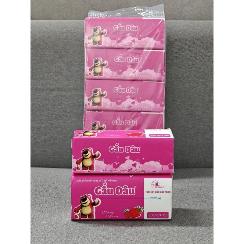 Khăn Giấy Rút Gấu Dâu 4 Lớp  Hàng Nhập Khẩu