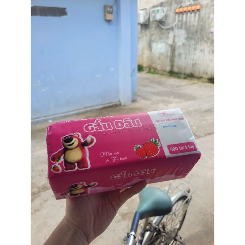 Khăn Giấy Rút Gấu Dâu 4 Lớp  Hàng Nhập Khẩu