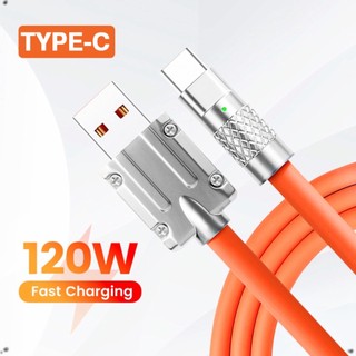 Dây sạc nhanh 120w cá mập c-l 1m - đầu bọc thép- dây silicon siêu bền