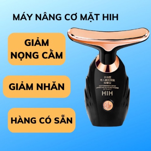 Máy massage nâng cơ mặt làm giảm nọng cằm dùng tinh chất mát xa mặt cổ HIH, Máy mát xa cổ mặt cằm vtv dùng pin