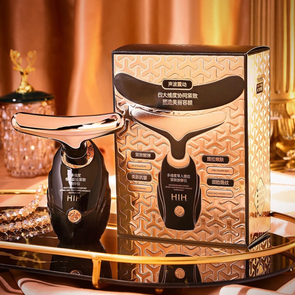 Máy massage nâng cơ mặt làm giảm nọng cằm dùng tinh chất mát xa mặt cổ HIH, Máy mát xa cổ mặt cằm vtv dùng pin