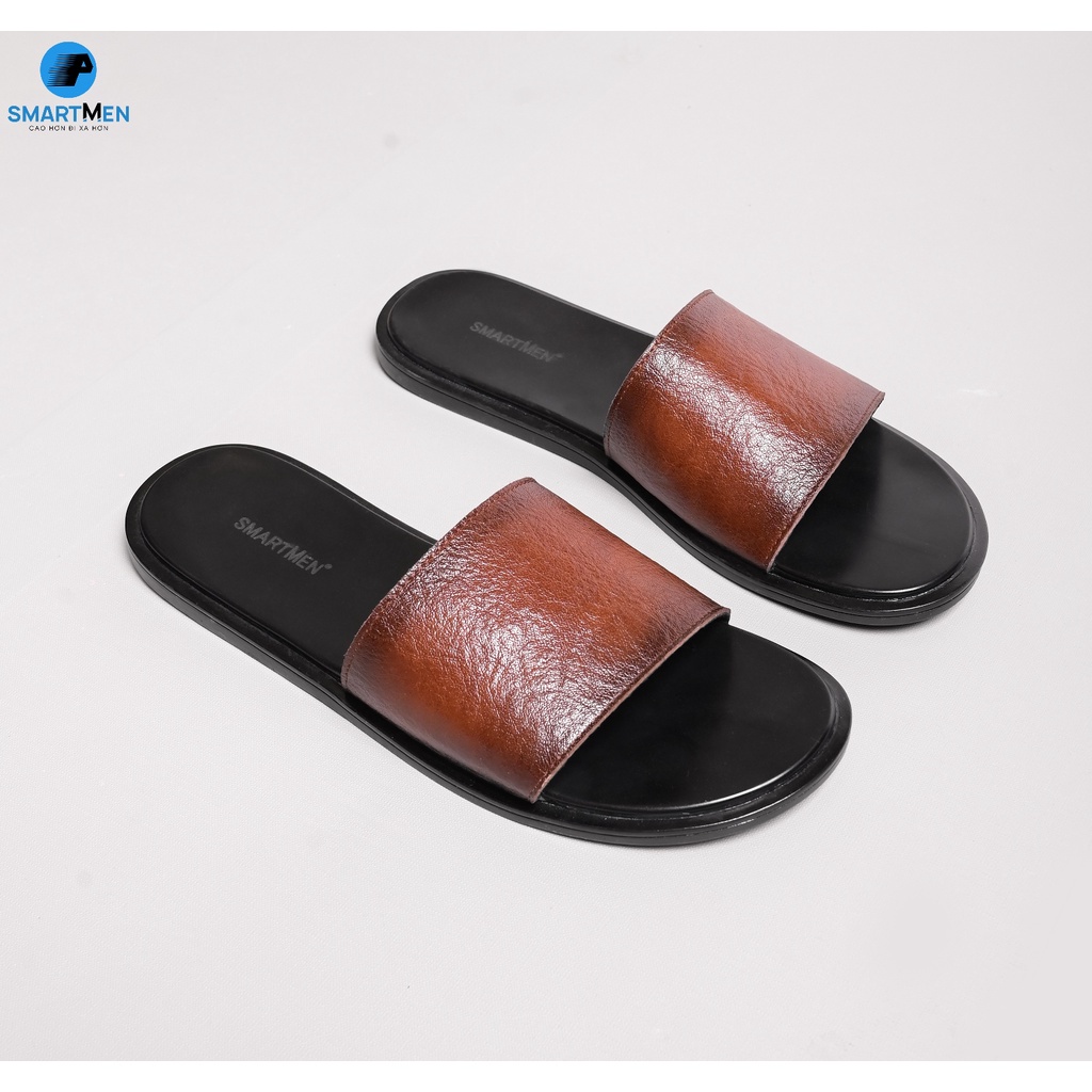 Dép da nam quai ngang Smart Men HCM DE-02 Nâu