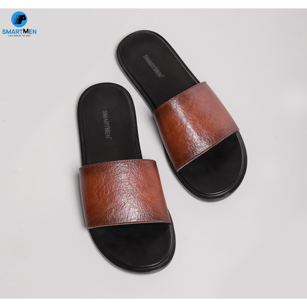 Dép da nam quai ngang Smart Men HCM DE-02 Nâu