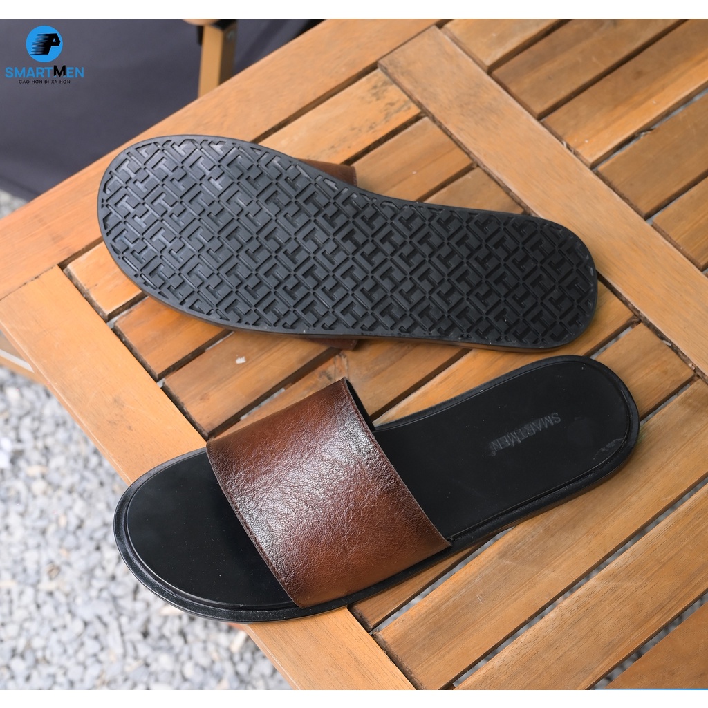 Dép da nam quai ngang Smart Men HCM DE-02 Nâu