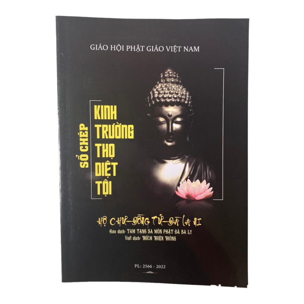 Tặng viết, SỔ CHÉP KINH TRƯỜNG THỌ DIỆT TỘI IN CHỮ NÉT MỜ KHỔ A4 LÒ XO