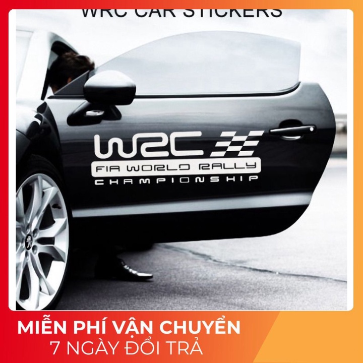 Bộ tem decal 2 miếng dán WRC trang trí cánh cửa xe hơi chống nước, chống xước trái phải