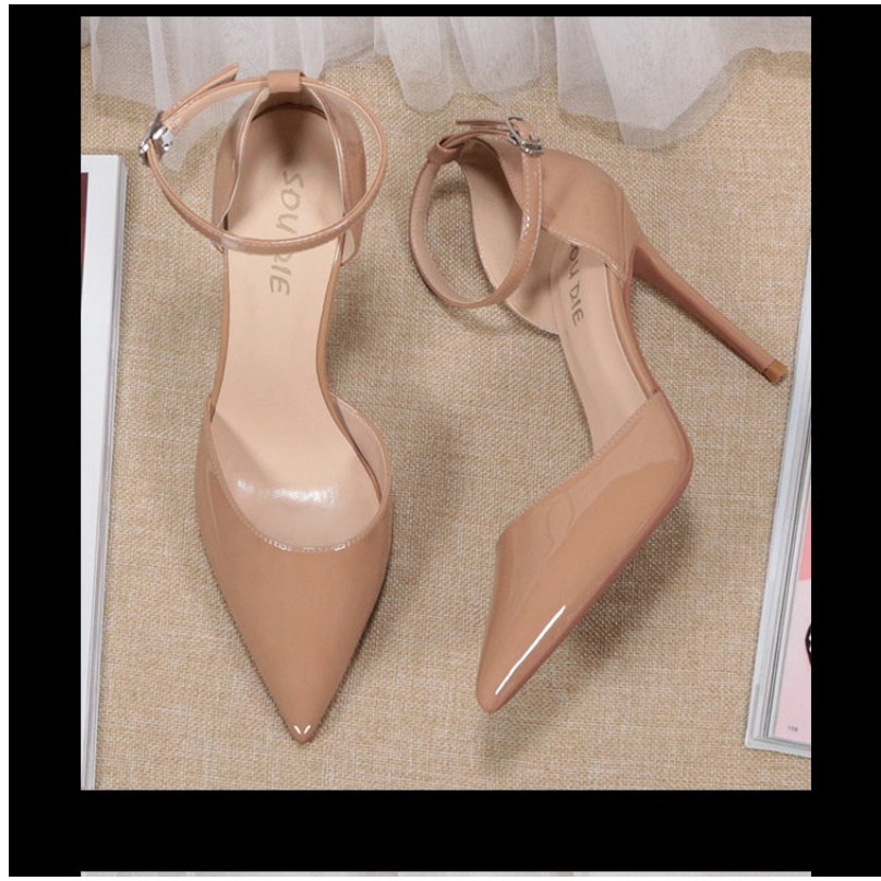 Giày Cao Gót Mũi Nhọn Bằng Da Bóng Thời Trang Mùa Hè 2023