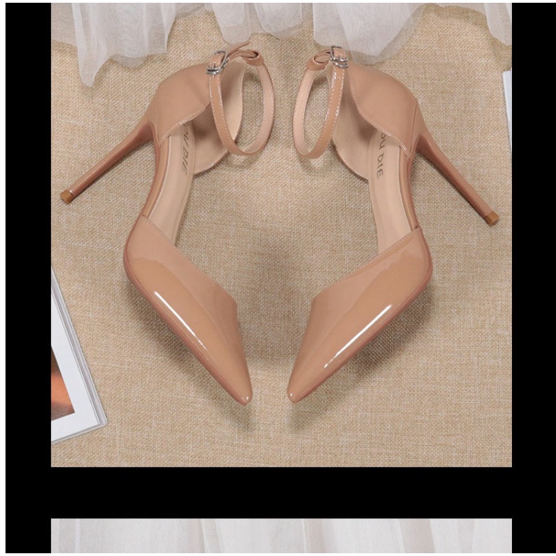 Giày Cao Gót Mũi Nhọn Bằng Da Bóng Thời Trang Mùa Hè 2023