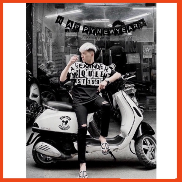 Áo phông nam nữ Dolce 2 khoá zip cổ phối thêu chữ A da trước ngực cổ bo dày dặn đẹp. Áo thun nam nữ Unisex form rộng