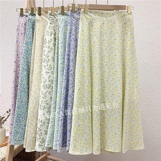 Chân váy midi hoa nhí chiffron - hàng mới về