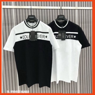  Áo Phông Nam Nữ In Chữ Dolce Lever Ngôi Sao Vạch Kẻ Ngang Ngực Phối Màu Đen Trắng.Áo Thun Unisex Form Rộng Siêu HOT 2023 