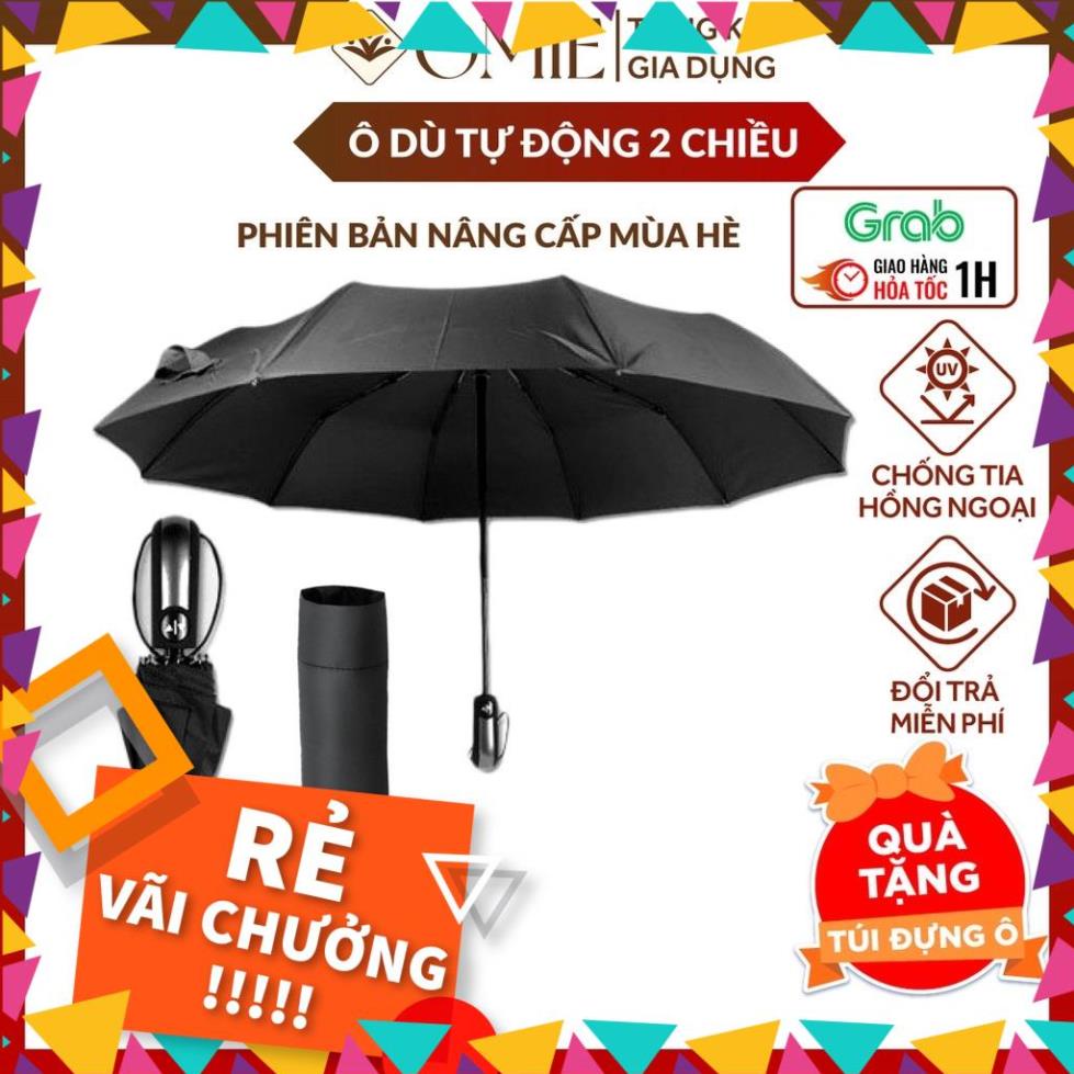 88 Ô tự động 2 chiều gấp gọn chống tia Uv OMIE ô che mưa cầm tay, dù chống nắng 8,10,12 nan cao cấp - Tặng Túi Đựng Ô