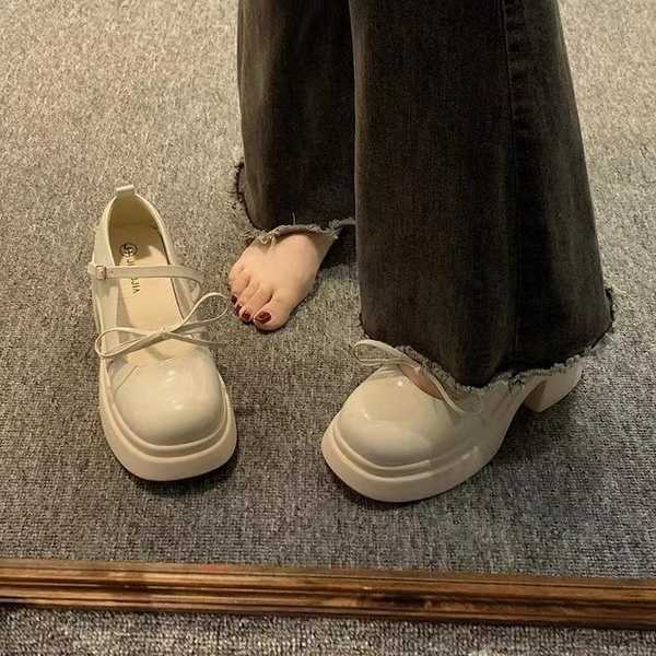 Mary jane Giày Da Đế Dày Thời Trang 2023 Dành Cho Nữ