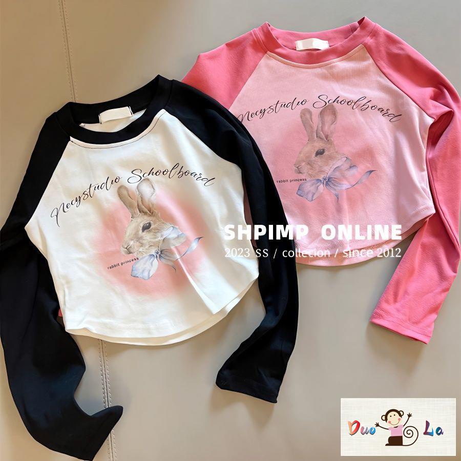 Doula Áo Thun Tay Dài In Hình Thỏ Hoạt Hình Phong Cách Hàn Quốc Thời Trang Mùa Xuân 2023 Cho Bé Gái