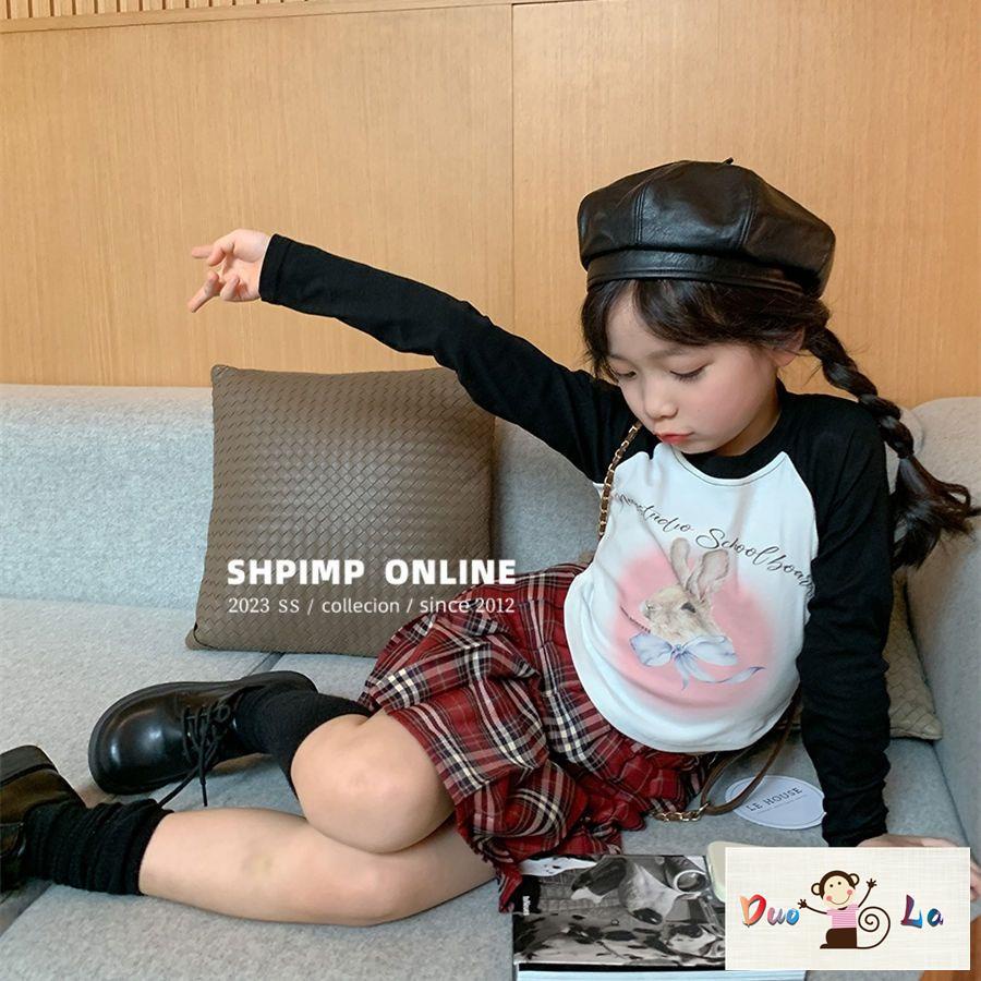 Doula Áo Thun Tay Dài In Hình Thỏ Hoạt Hình Phong Cách Hàn Quốc Thời Trang Mùa Xuân 2023 Cho Bé Gái