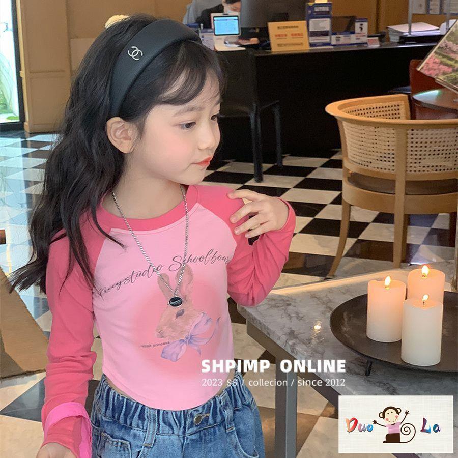 Doula Áo Thun Tay Dài In Hình Thỏ Hoạt Hình Phong Cách Hàn Quốc Thời Trang Mùa Xuân 2023 Cho Bé Gái