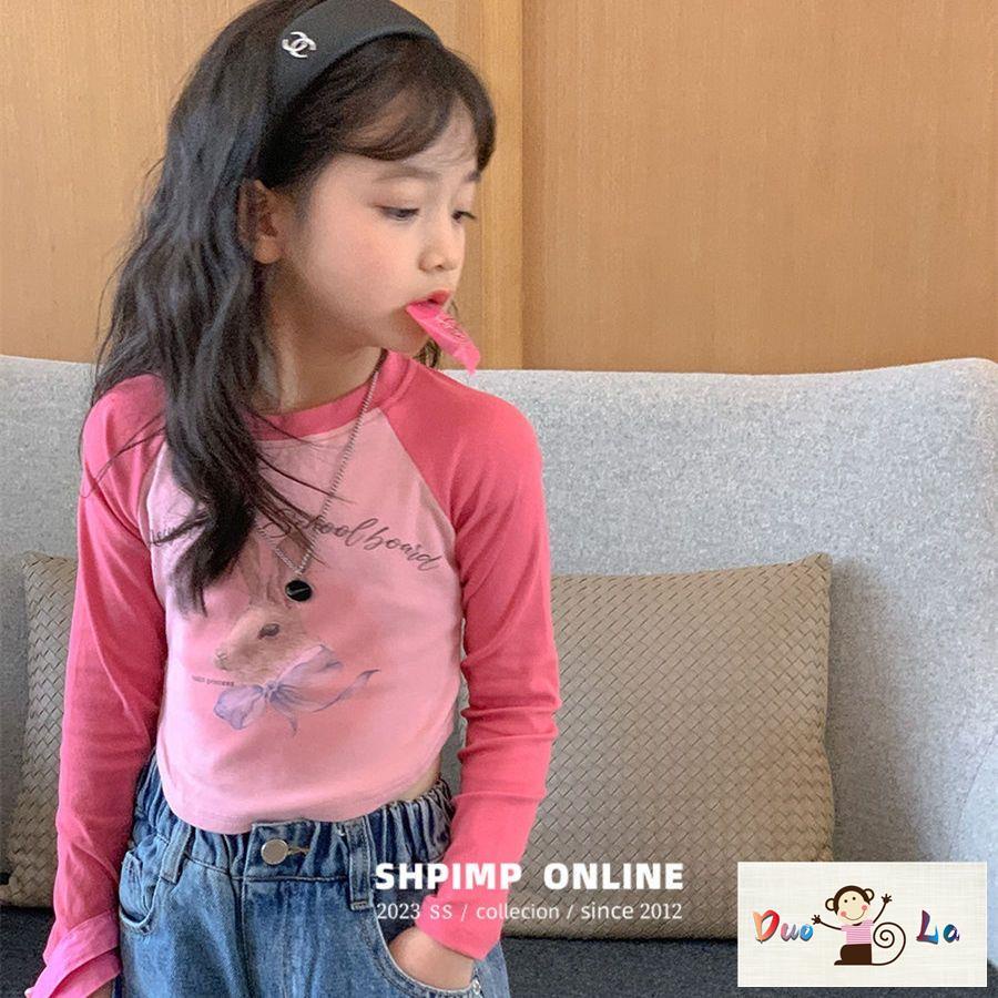 Doula Áo Thun Tay Dài In Hình Thỏ Hoạt Hình Phong Cách Hàn Quốc Thời Trang Mùa Xuân 2023 Cho Bé Gái