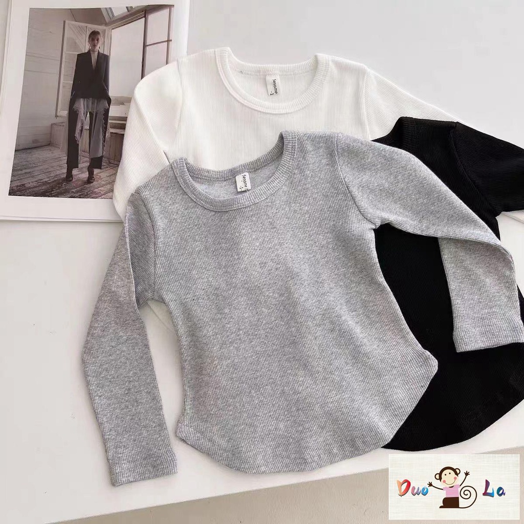 Doula Áo Thun Tay Dài Màu Trơn Thời Trang Mới Nhất Năm 2023 Cho Bé Gái