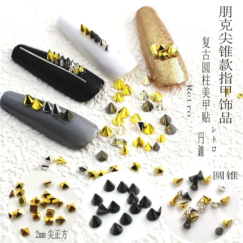 Charm nón đinh nhọn túi 100 viên-charm phong cách retro nail mới