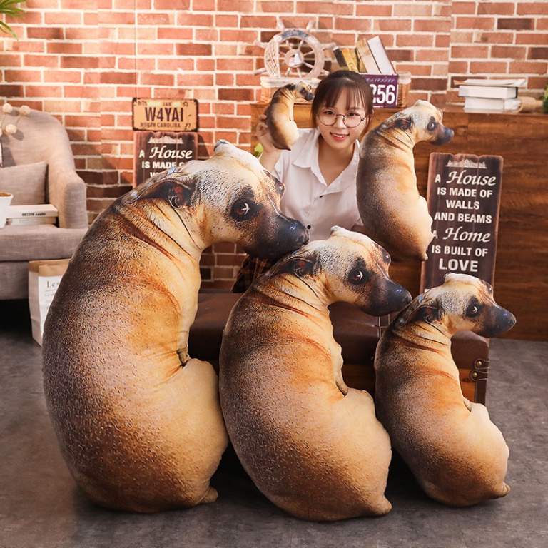 Gấu Bông 3D Hình Chó Đáng Thương, Mô Phỏng Chó Gối Sang Trọng