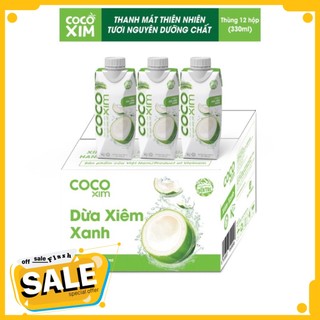 Giá tốt - 1 thùng 12 chai nước dừa xanh cocoxim 330ml