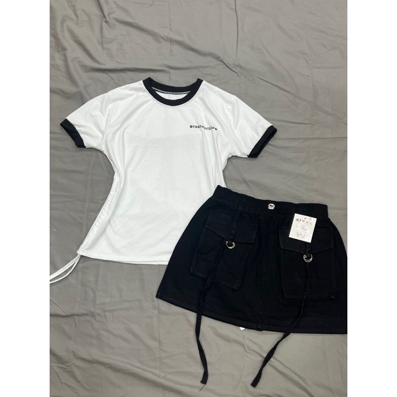 Áo Thun co dãn Rút Hông Hai họa tiết Chất Co Giãn Năng Động😍Áo Croptop Rút Sườn Ôm Body hót