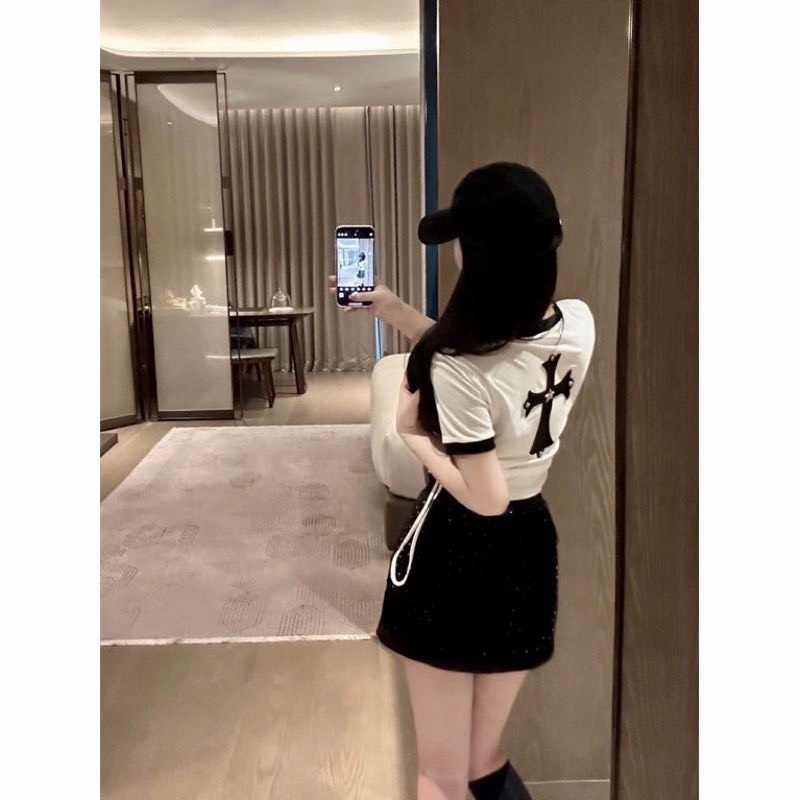 Áo Thun co dãn Rút Hông Hai họa tiết Chất Co Giãn Năng Động😍Áo Croptop Rút Sườn Ôm Body hót