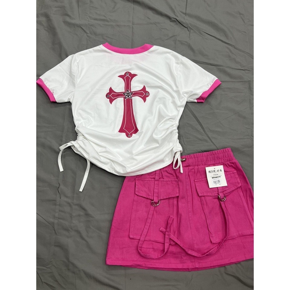 Áo Thun co dãn Rút Hông Hai họa tiết Chất Co Giãn Năng Động😍Áo Croptop Rút Sườn Ôm Body hót