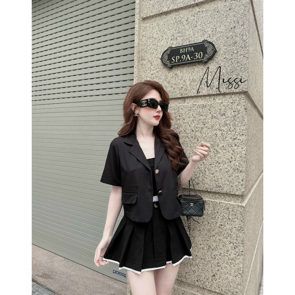 Áo Blazer trơn ngắn tay, phong cách thời trang Hàn Quốc siêu hot