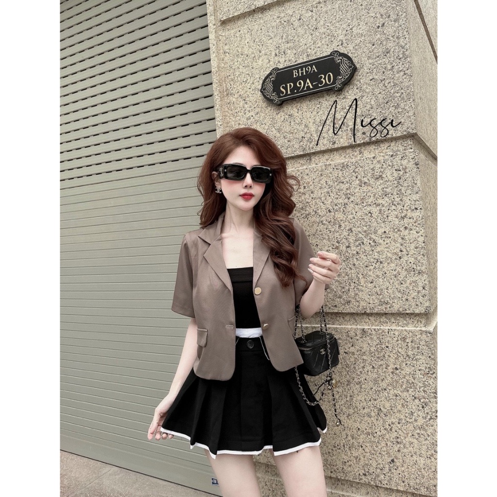 Áo Blazer trơn ngắn tay, phong cách thời trang Hàn Quốc siêu hot