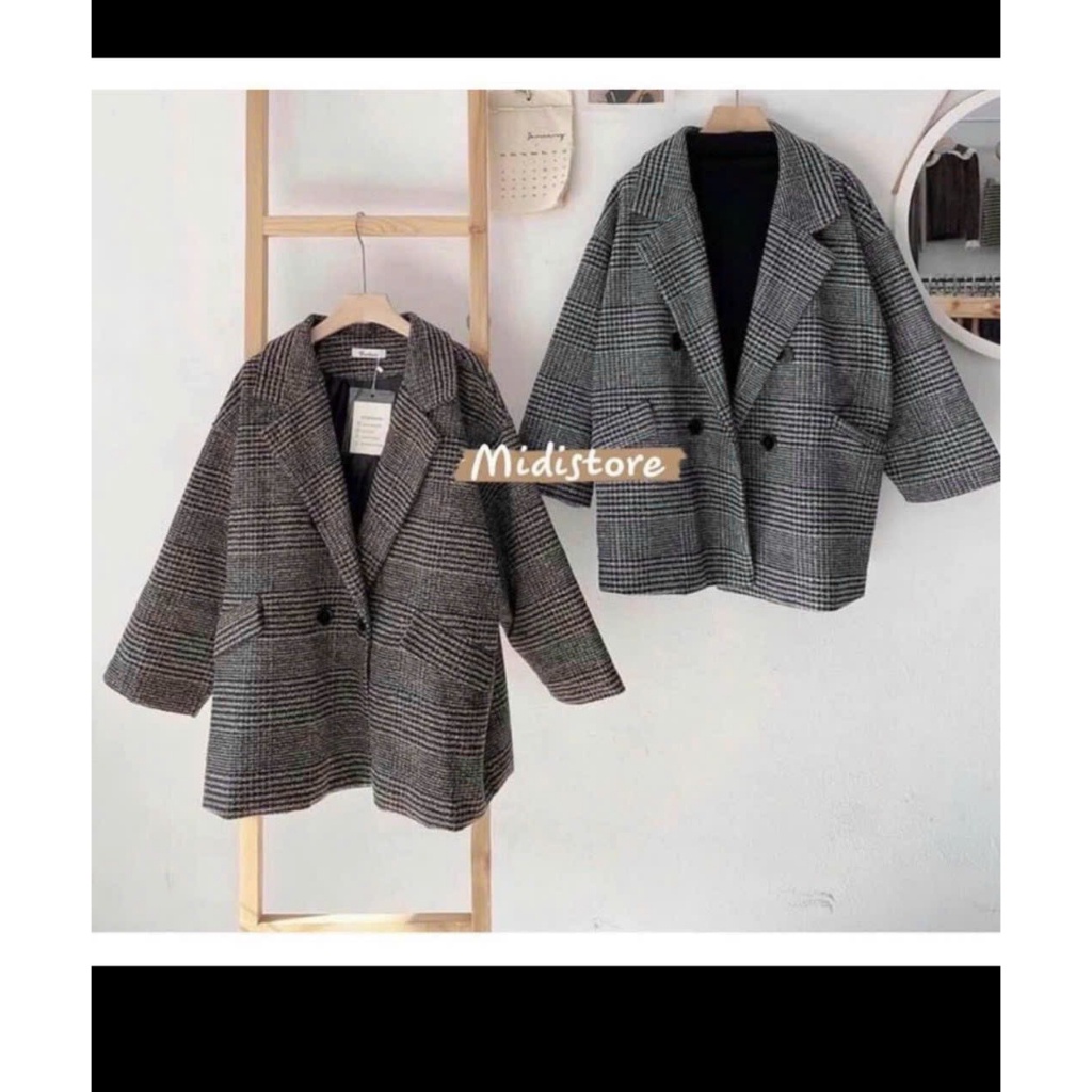 Áo dạ kẻ 2 màu nâu ,đen tiểu thư sang chảnh hàng quảng châu siêu cấp 2 lớp xịn xò hót hít , FREESHIP