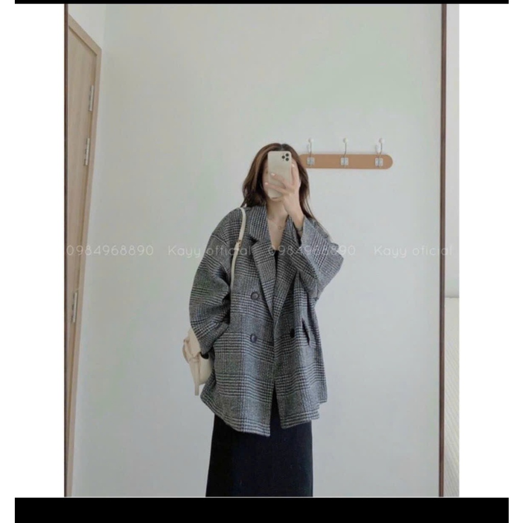 Áo dạ kẻ 2 màu nâu ,đen tiểu thư sang chảnh hàng quảng châu siêu cấp 2 lớp xịn xò hót hít , FREESHIP