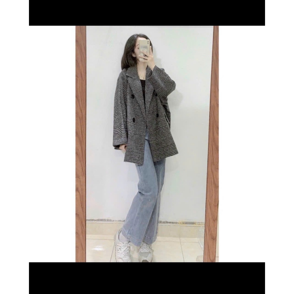 Áo dạ kẻ 2 màu nâu ,đen tiểu thư sang chảnh hàng quảng châu siêu cấp 2 lớp xịn xò hót hít , FREESHIP