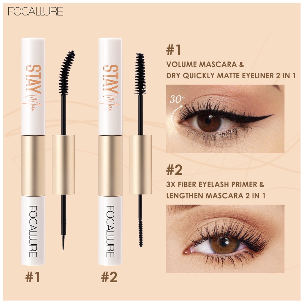 Mascara Kiêm Bút Kẻ Mắt/ Dung Dịch Lót Mi Focallure 2 Trong 1 Chống Thấm Nước Lâu Trôi 28g