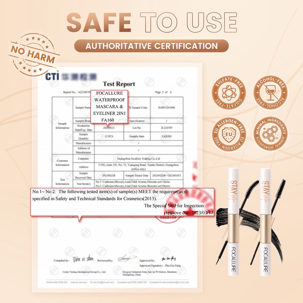 Mascara Kiêm Bút Kẻ Mắt/ Dung Dịch Lót Mi Focallure 2 Trong 1 Chống Thấm Nước Lâu Trôi 28g