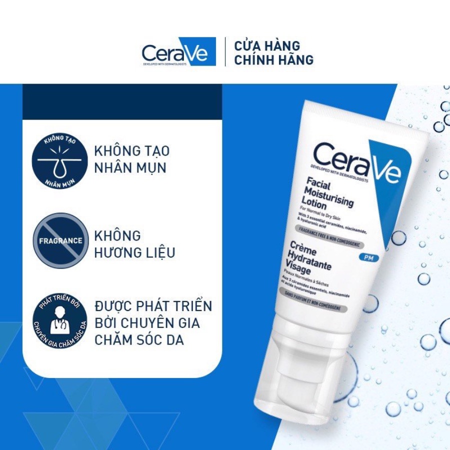 Sữa Dưỡng Ẩm Ban Đêm Dành Cho Da Mặt Facial Moisturising Lotion PM CeraVe 52ml