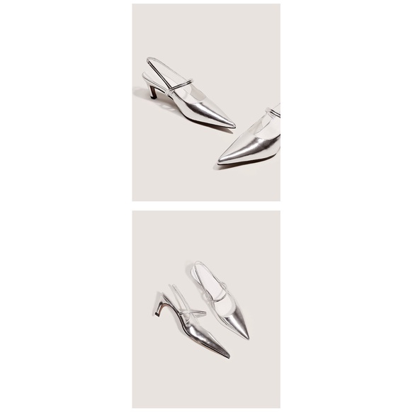 Giày Sandal Mũi Nhọn Đế Bằng Màu Đen / Bạc Phong Cách Pháp Thời Trang Xuân Hè 2023